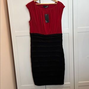 Elegant Red and Black Midi Dress